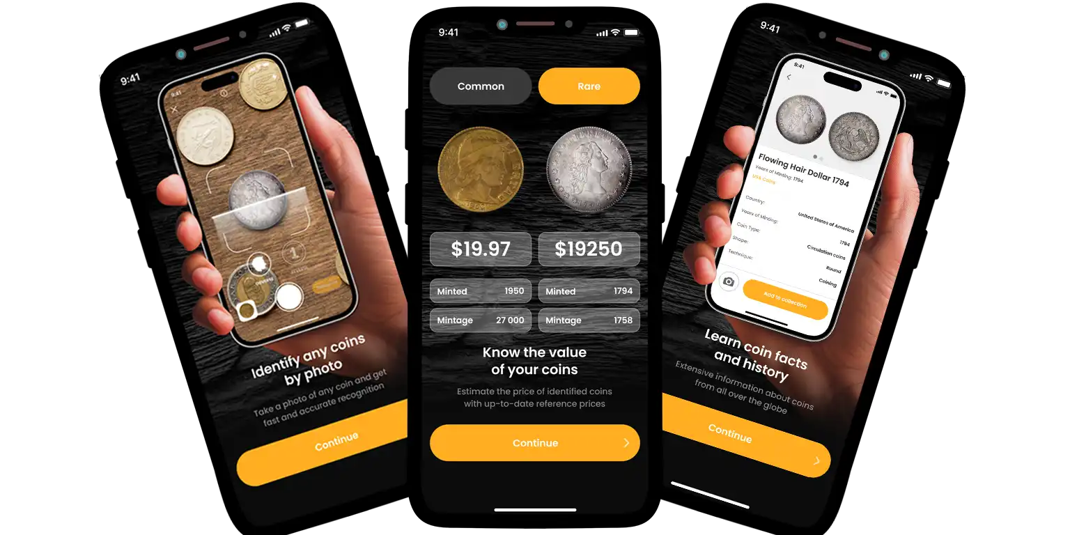 Coin ID Scanner’s features demonstration.